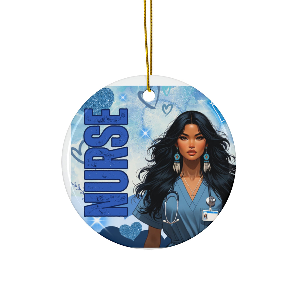Nurse Appreciation Ceramic Ornament - Thriving in Blue