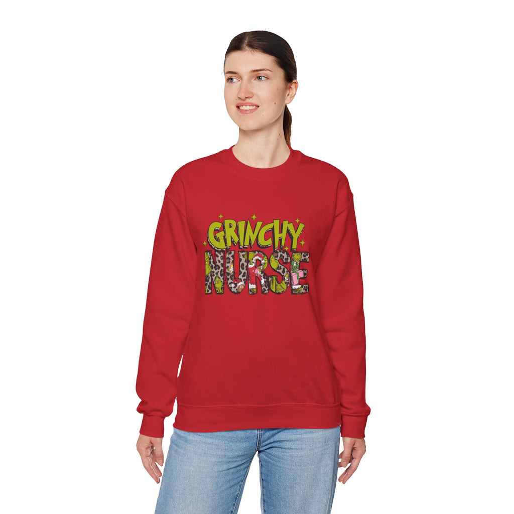 Grinchy Nurse Crewneck Sweatshirt - Holiday Cheer for Healthcare Heroes
