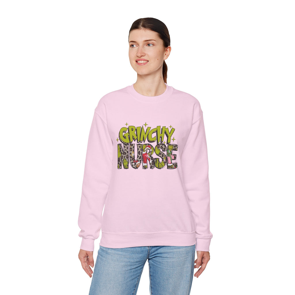 Grinchy Nurse Crewneck Sweatshirt - Holiday Cheer for Healthcare Heroes