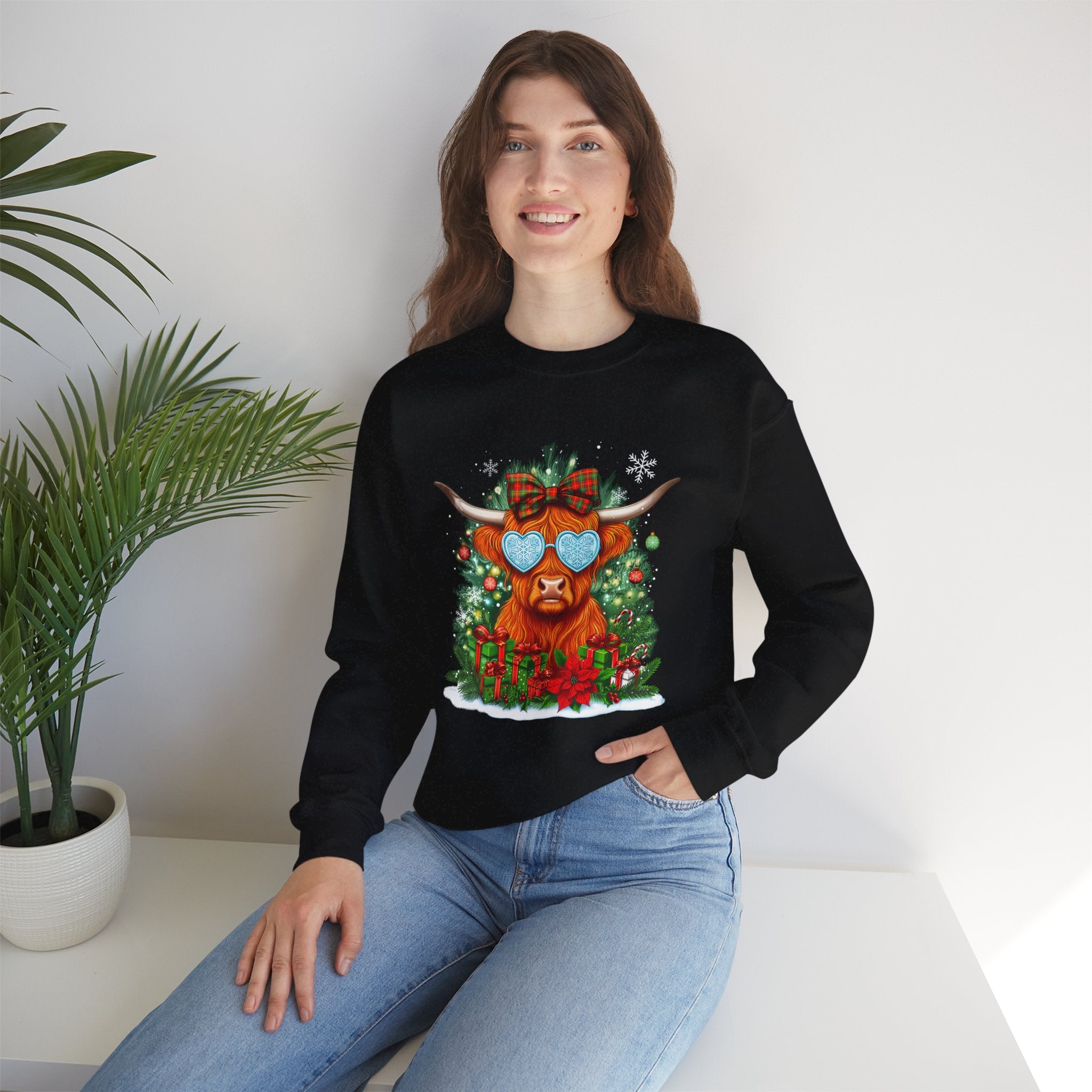 Festive Highland Cow Sweatshirt