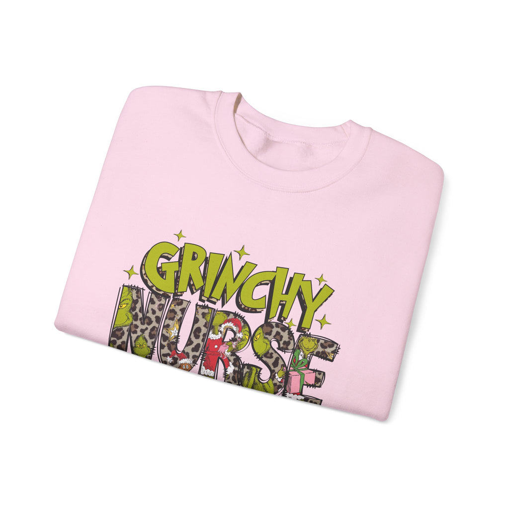 Grinchy Nurse Crewneck Sweatshirt - Holiday Cheer for Healthcare Heroes