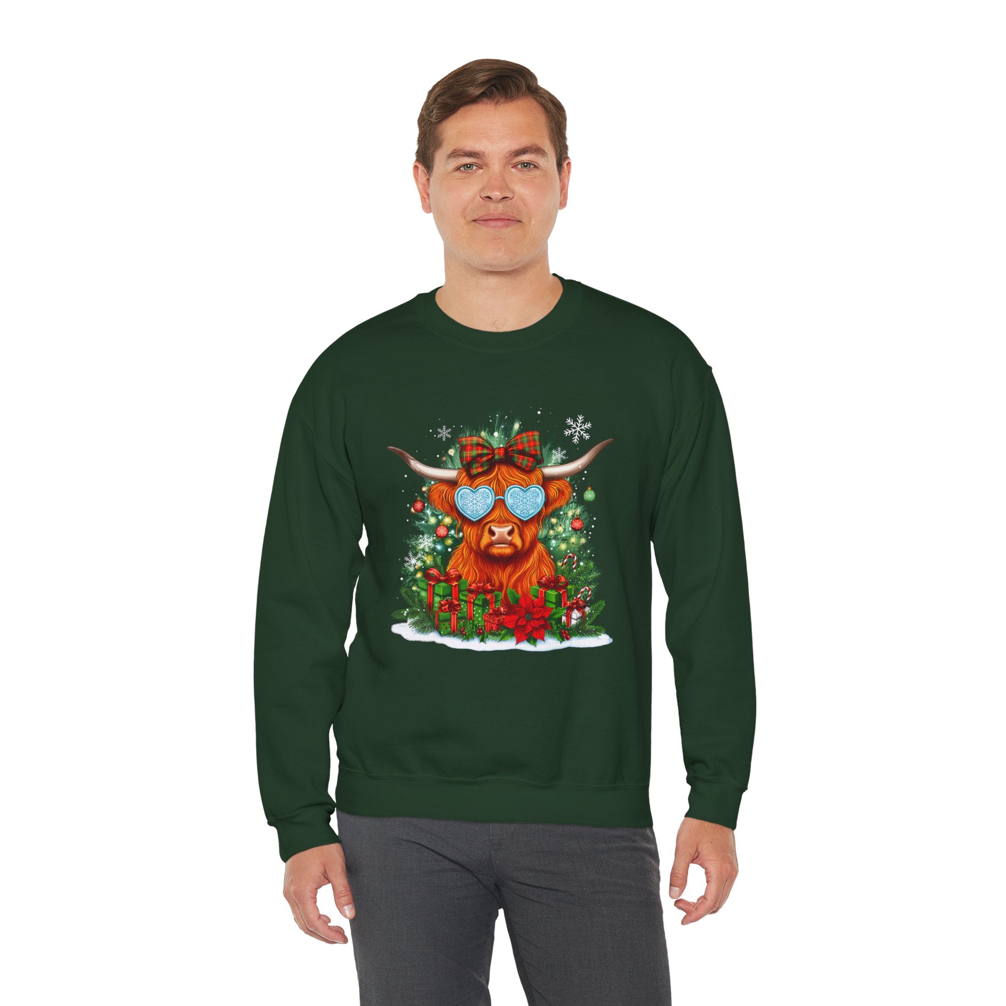 Festive Highland Cow Sweatshirt