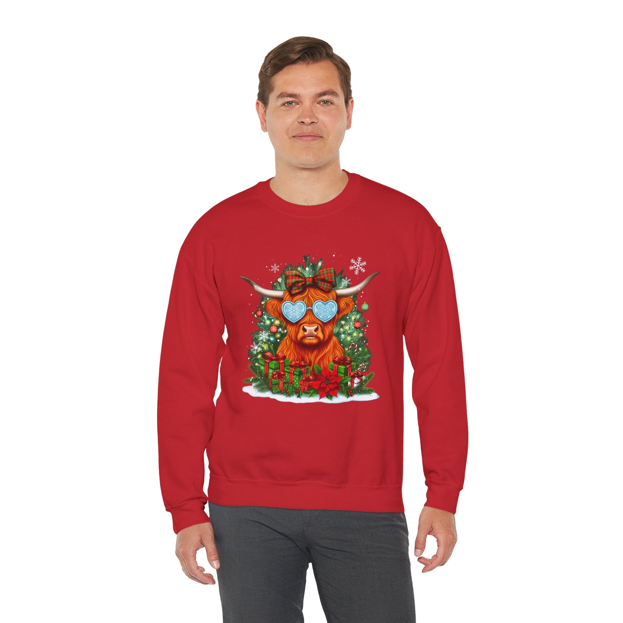 Festive Highland Cow Sweatshirt