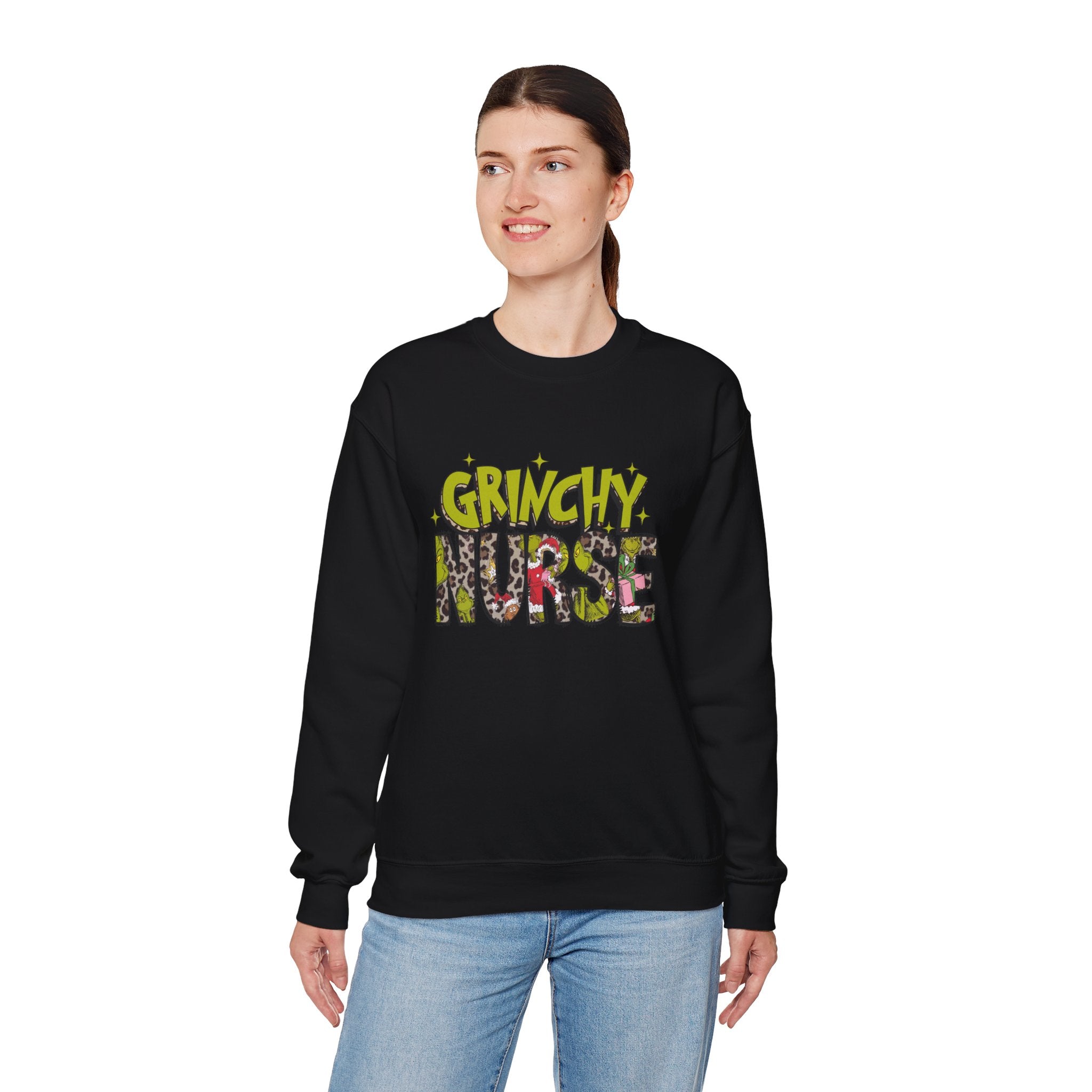 Grinchy Nurse Crewneck Sweatshirt - Holiday Cheer for Healthcare Heroes