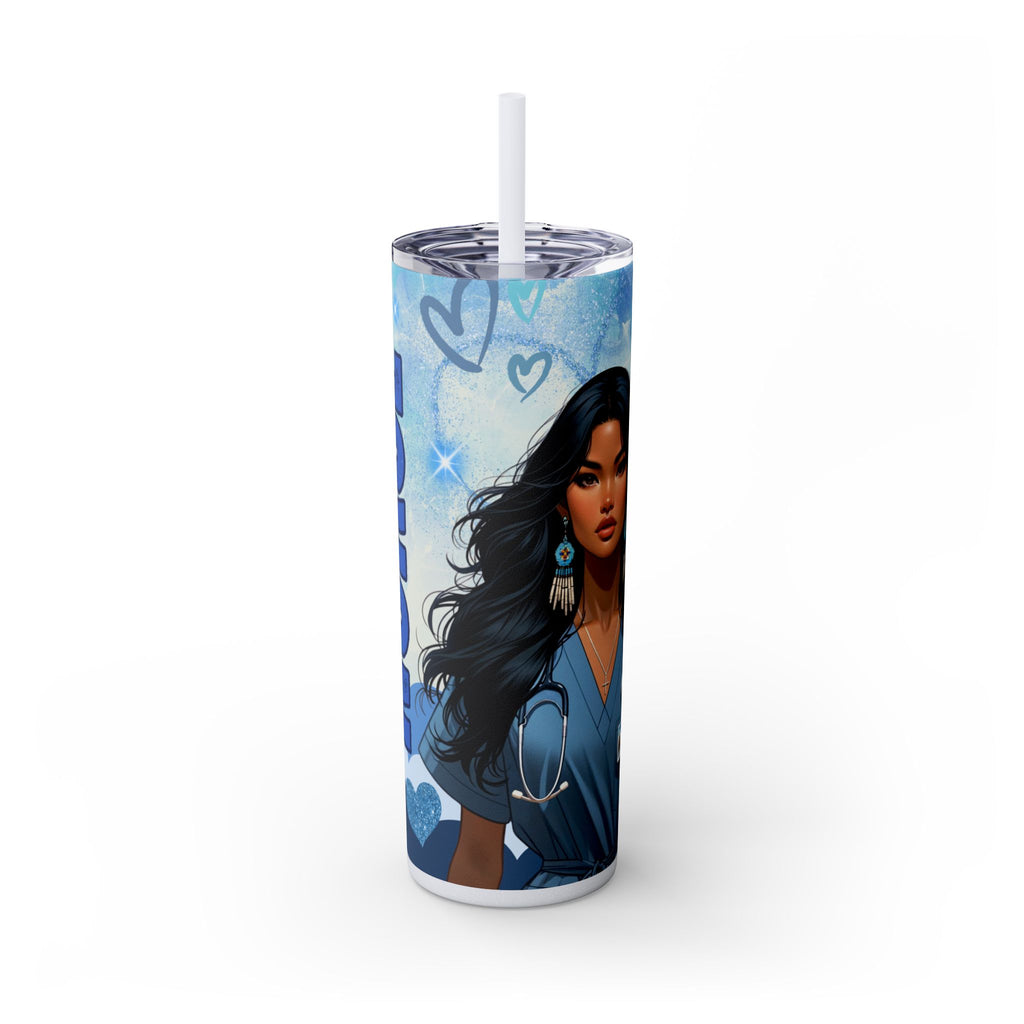 Indigenous Nurse Skinny Tumbler with Straw - 20oz Inspirational Drinkware