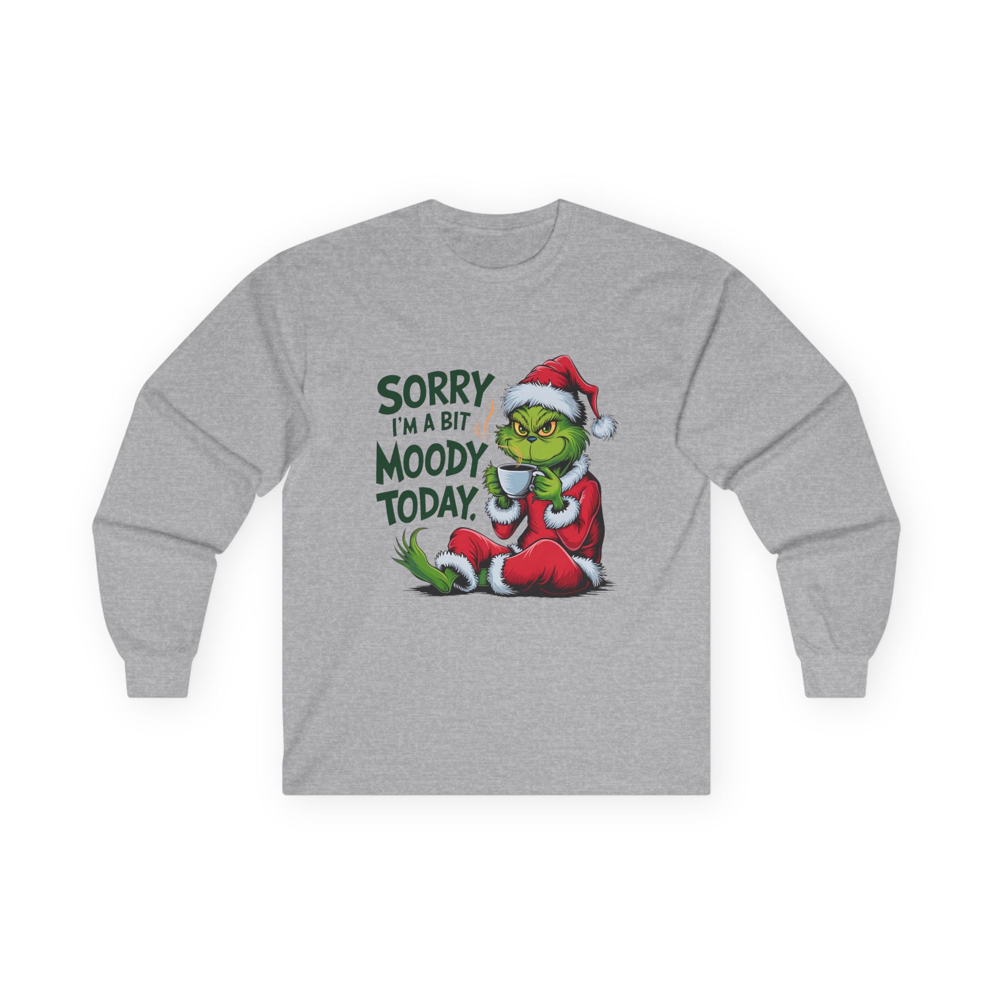 Moody Grinch Long Sleeve Tee - Unisex Humor Holiday T-Shirt